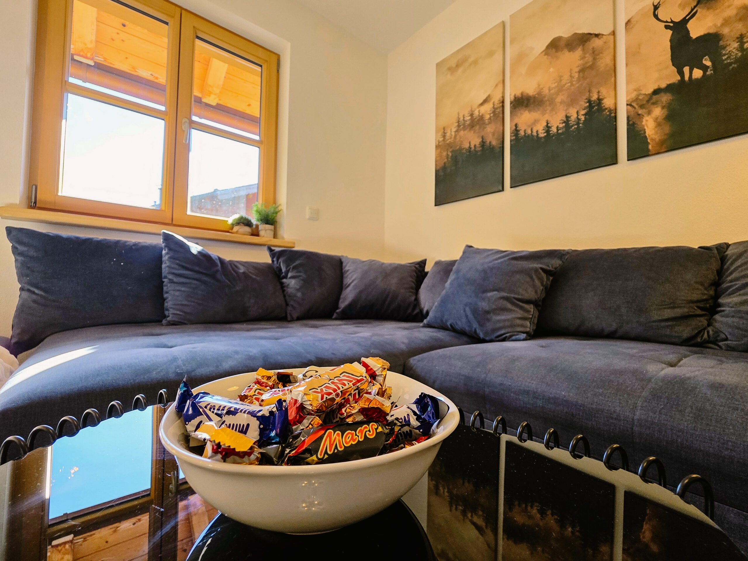 Rost Apartment Staffelsee großes Wohnzimmer